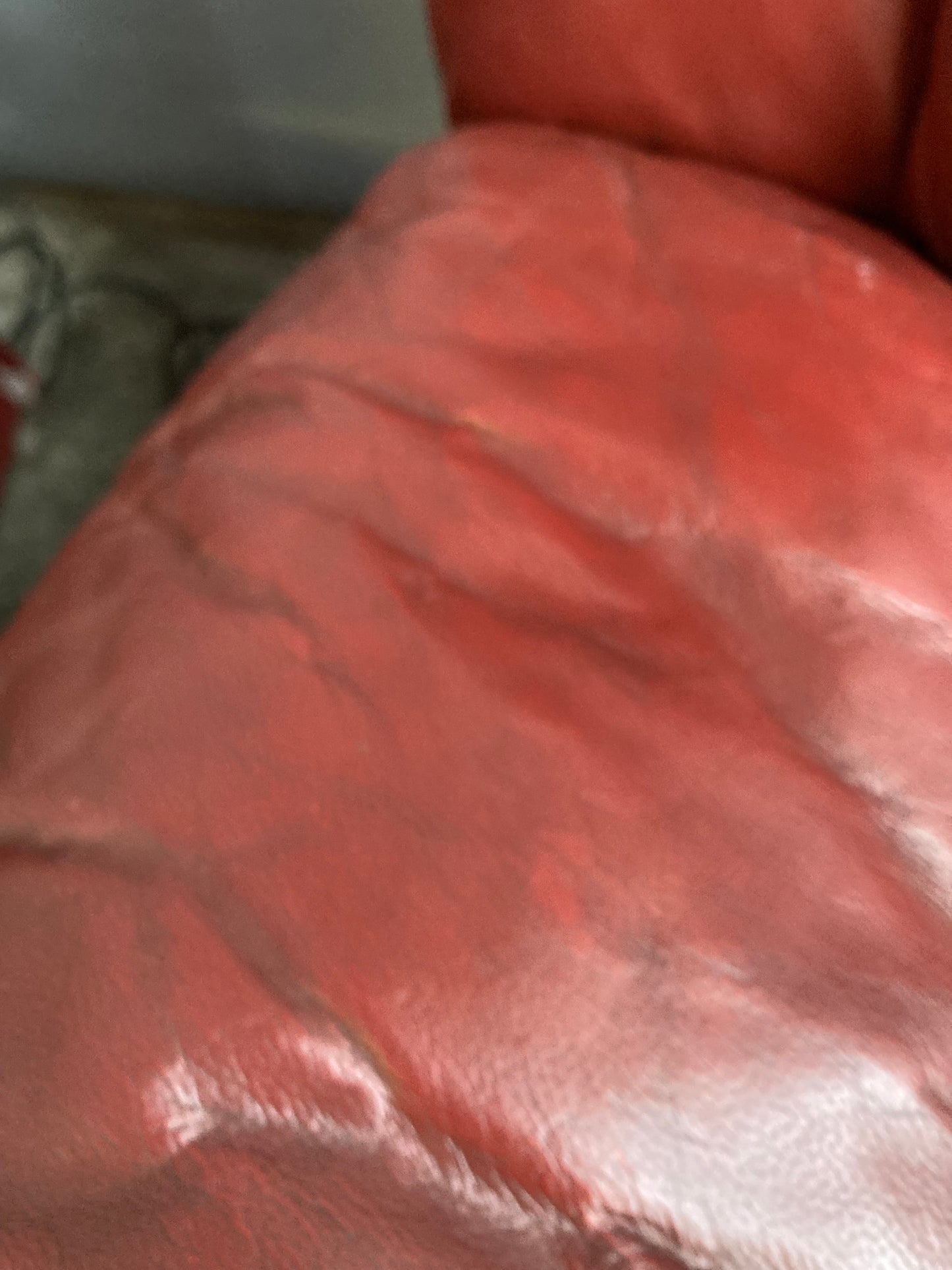 Pair of Red Leather Electric Recliner Armchairs with Matching Ottoman Footstool