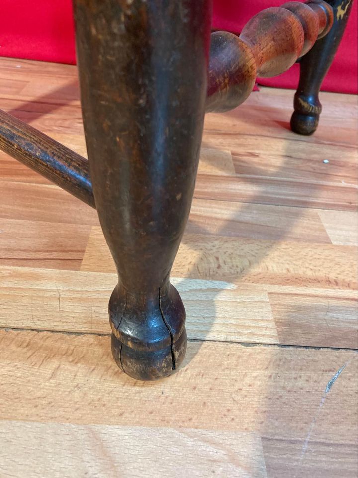 Antique Georgian Period Elm Ladderback Fireside Armchair with Rush Seat, c.1800.