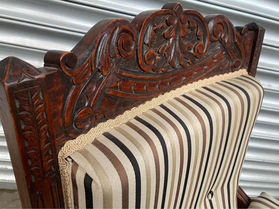 Beautiful carved Victorian armchair on castors