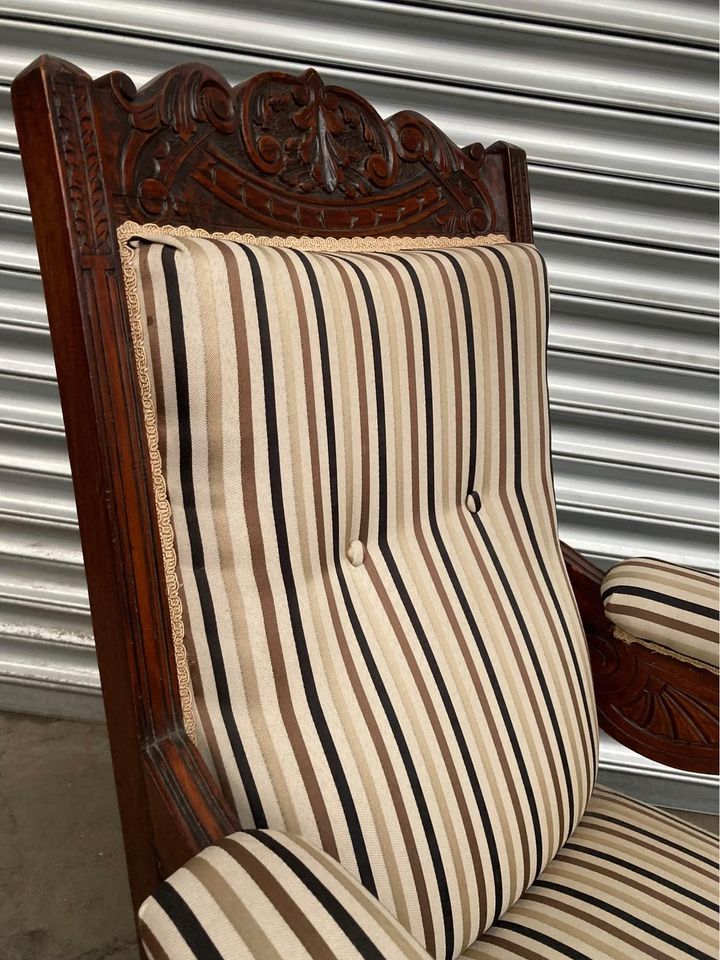 Beautiful carved Victorian armchair on castors