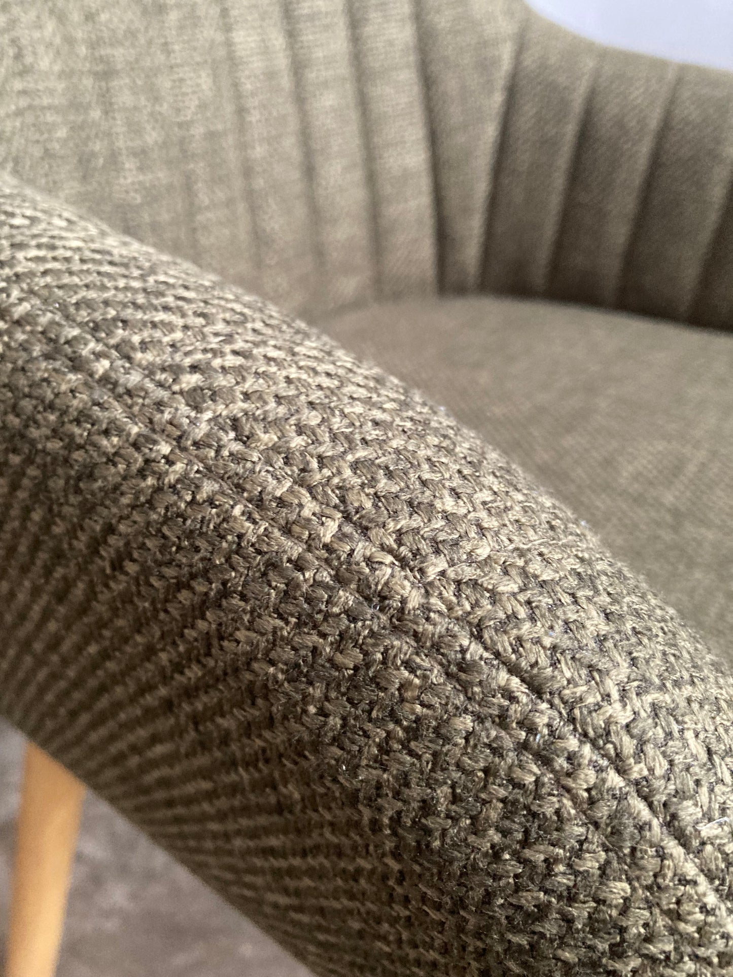 Pair of Mid-Century Modern Upholstered Dining Chairs – Olive Green