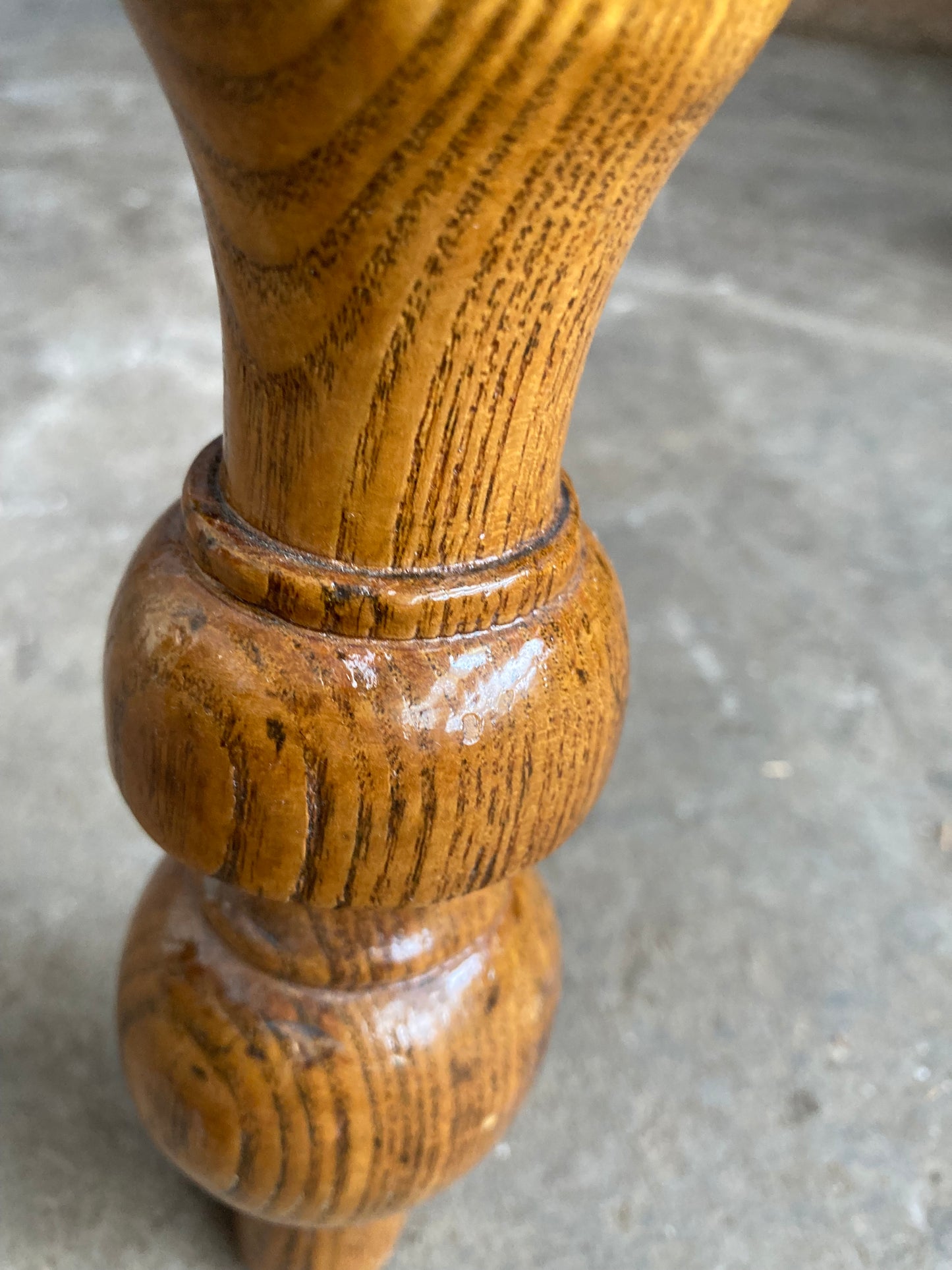 Victorian Oak Captain's Chair with Leather Seat and Brass Stud Detail
