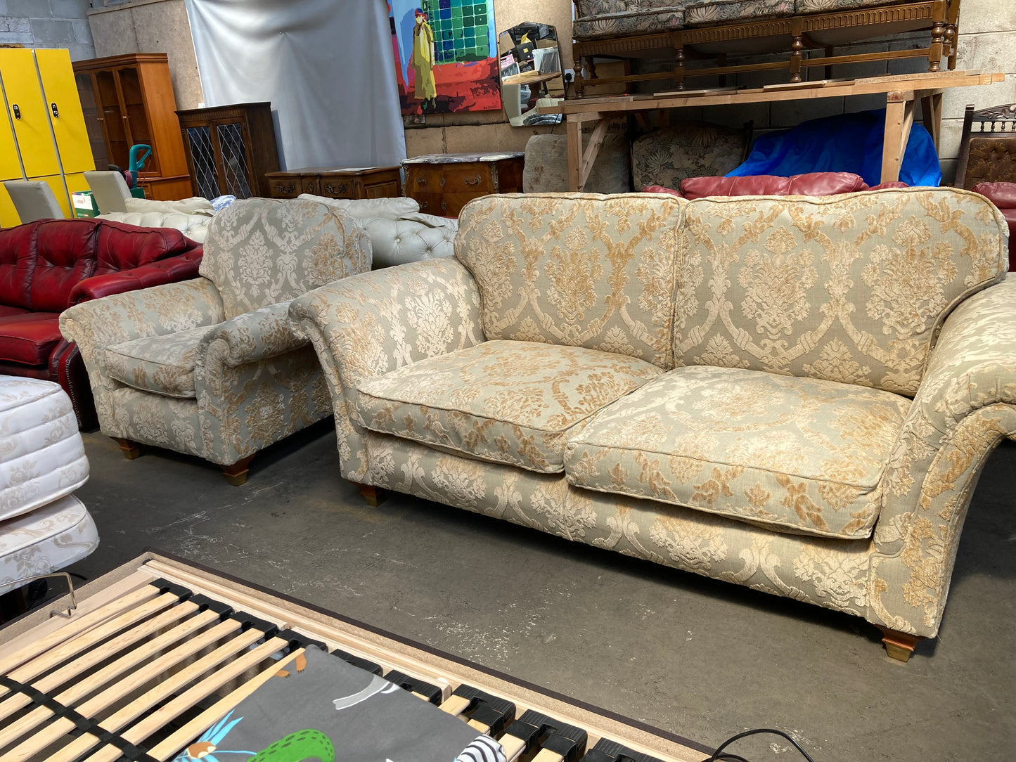 2 piece fabric upholstered suite  possibly Parker Knoll Burghley Rangey