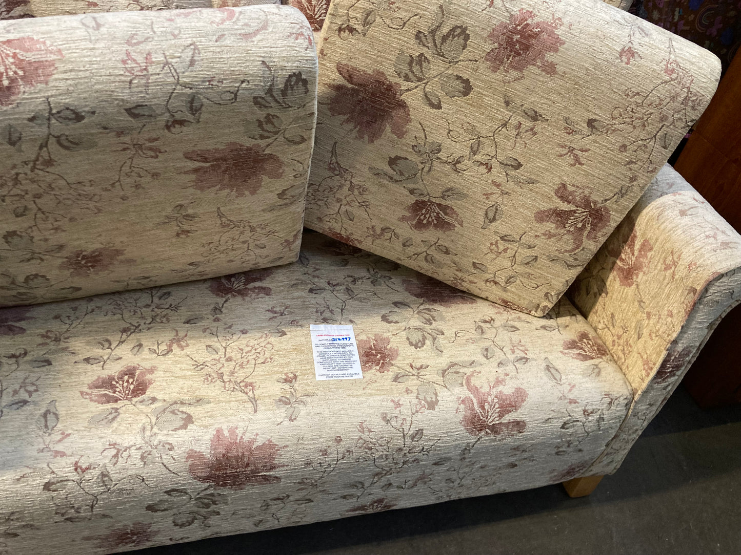 Camden floral wheat pattern wing back sofa & armchair