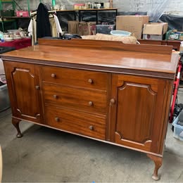 Early 20th Century Mahogany Sideboard | Carved Frieze | Cabriole Legs | Interior Locking Drawers