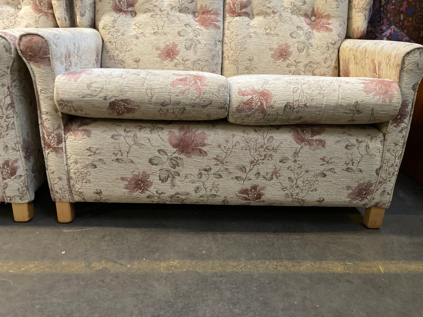 Camden floral wheat pattern wing back sofa & armchair