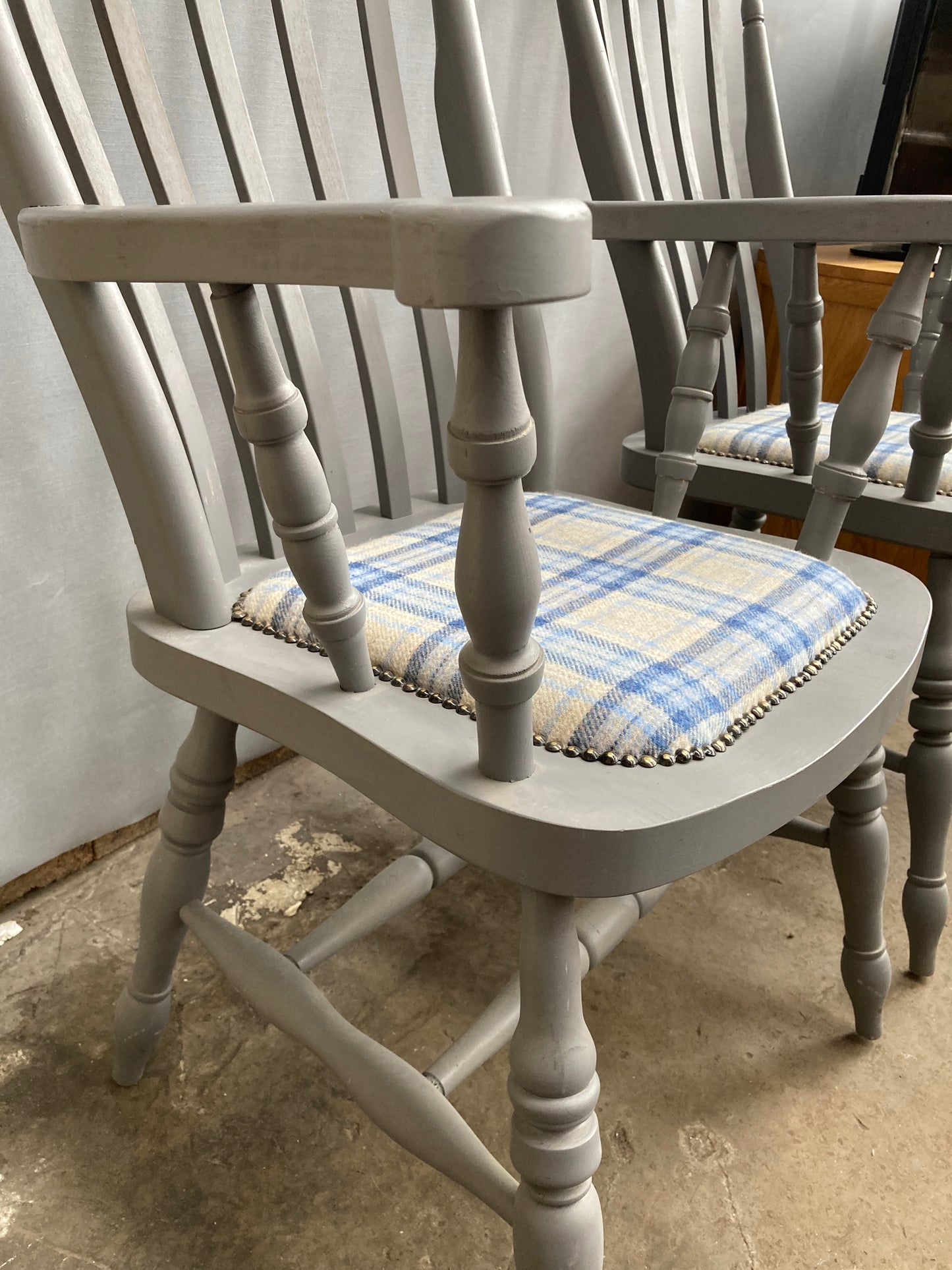Pair of Large Vintage Country Farmhouse Carver Armchairs