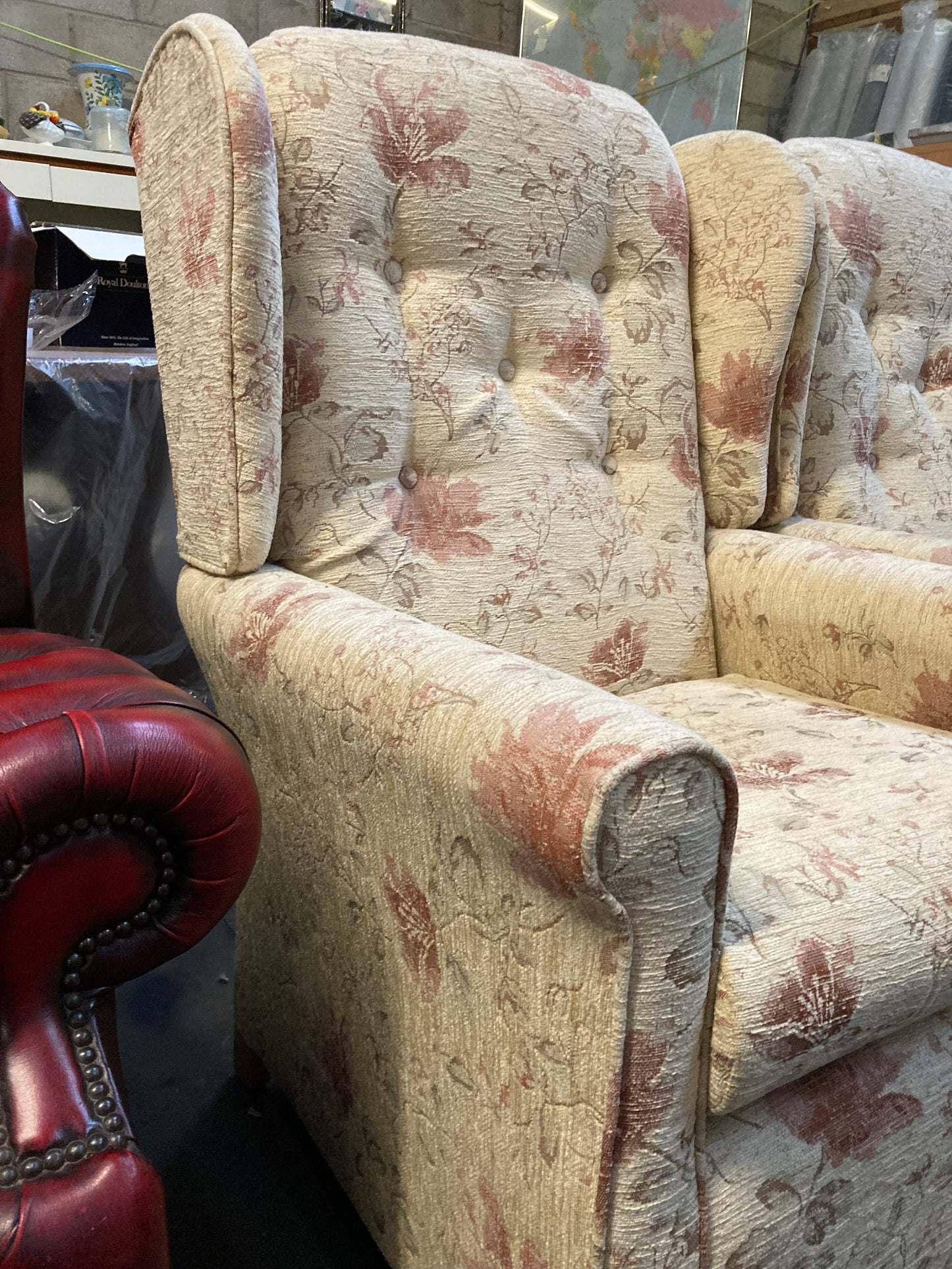 Camden floral wheat pattern wing back sofa & armchair