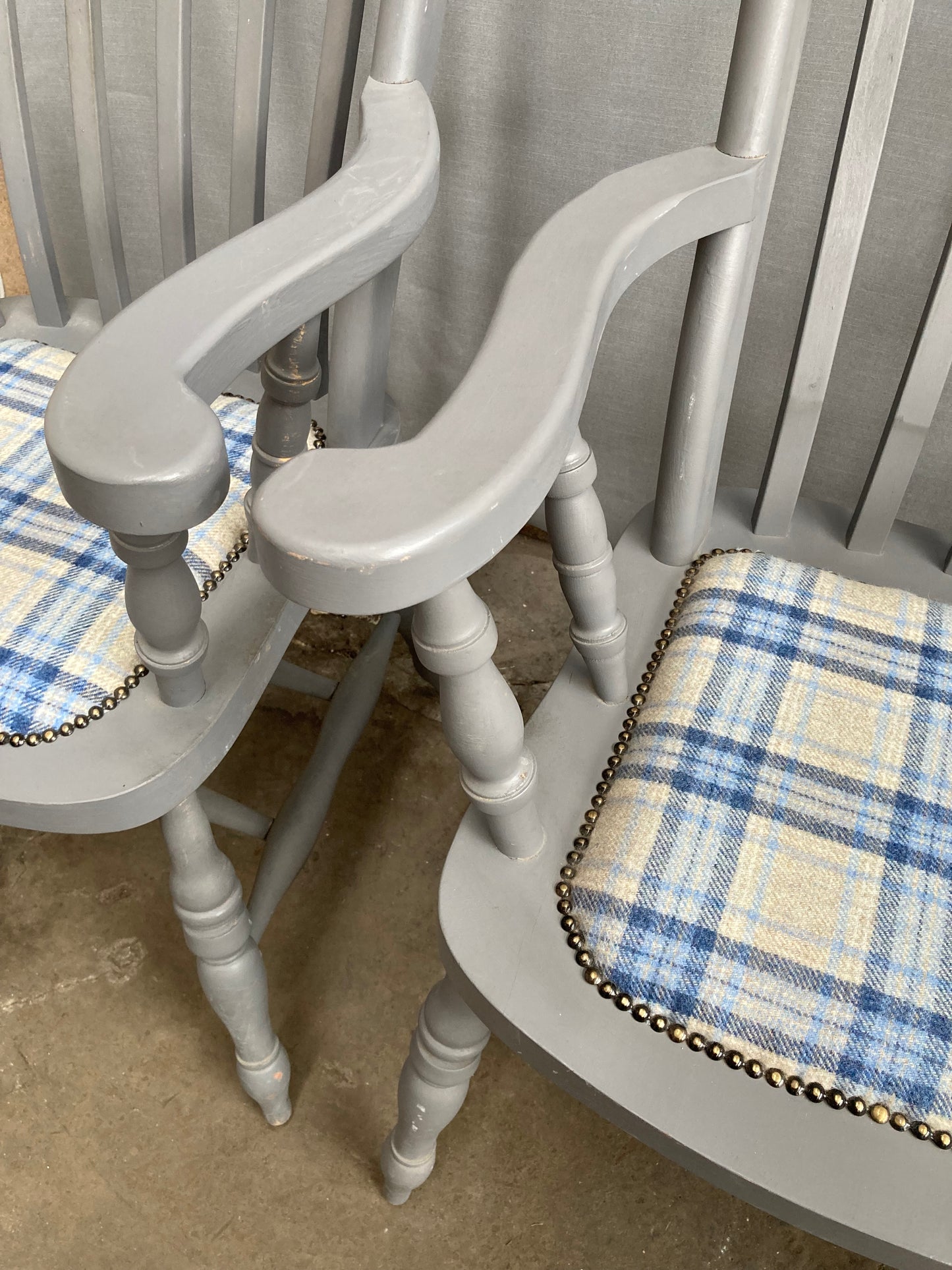 Pair of Large Vintage Country Farmhouse Carver Armchairs