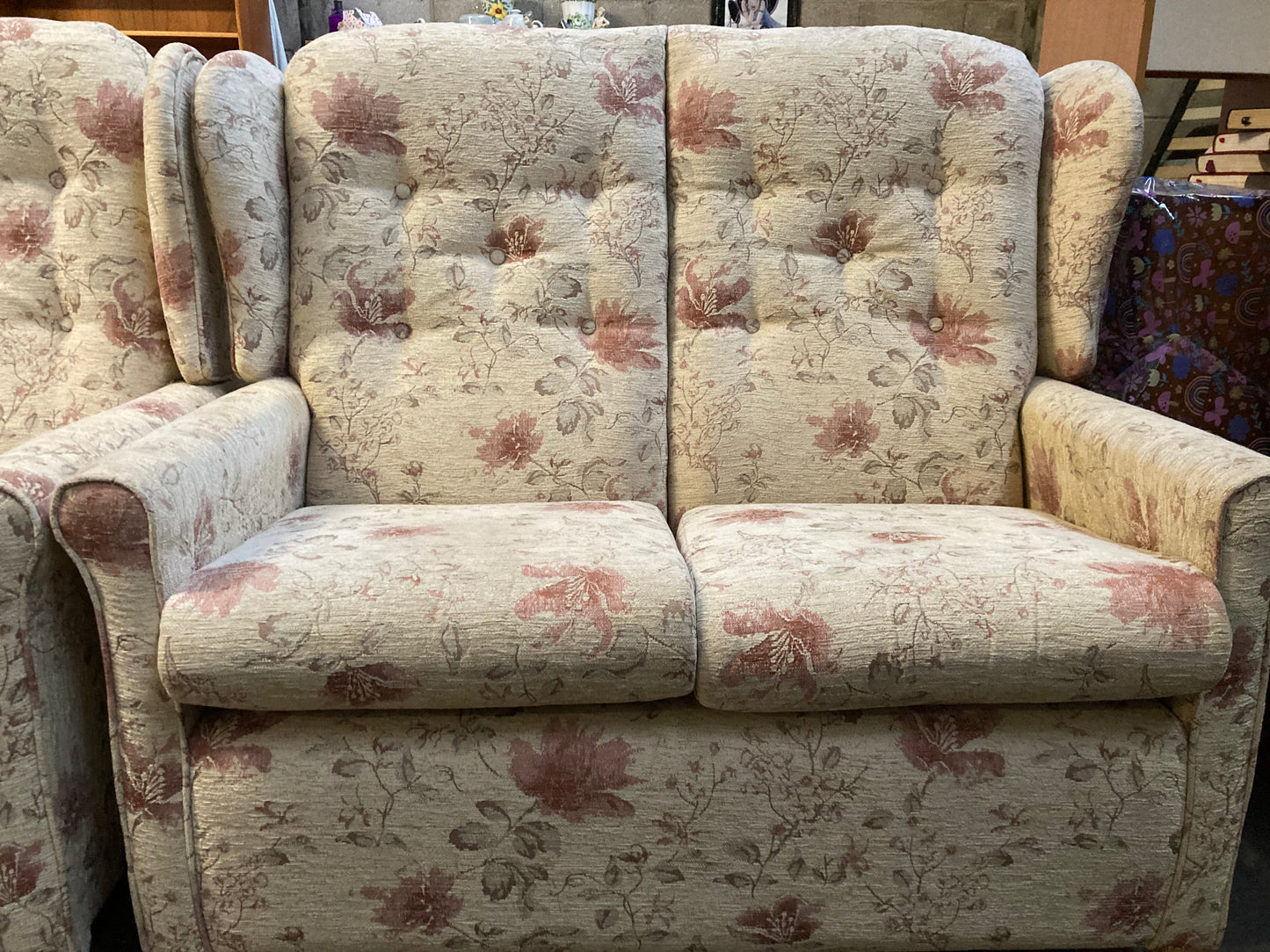 Camden floral wheat pattern wing back sofa & armchair