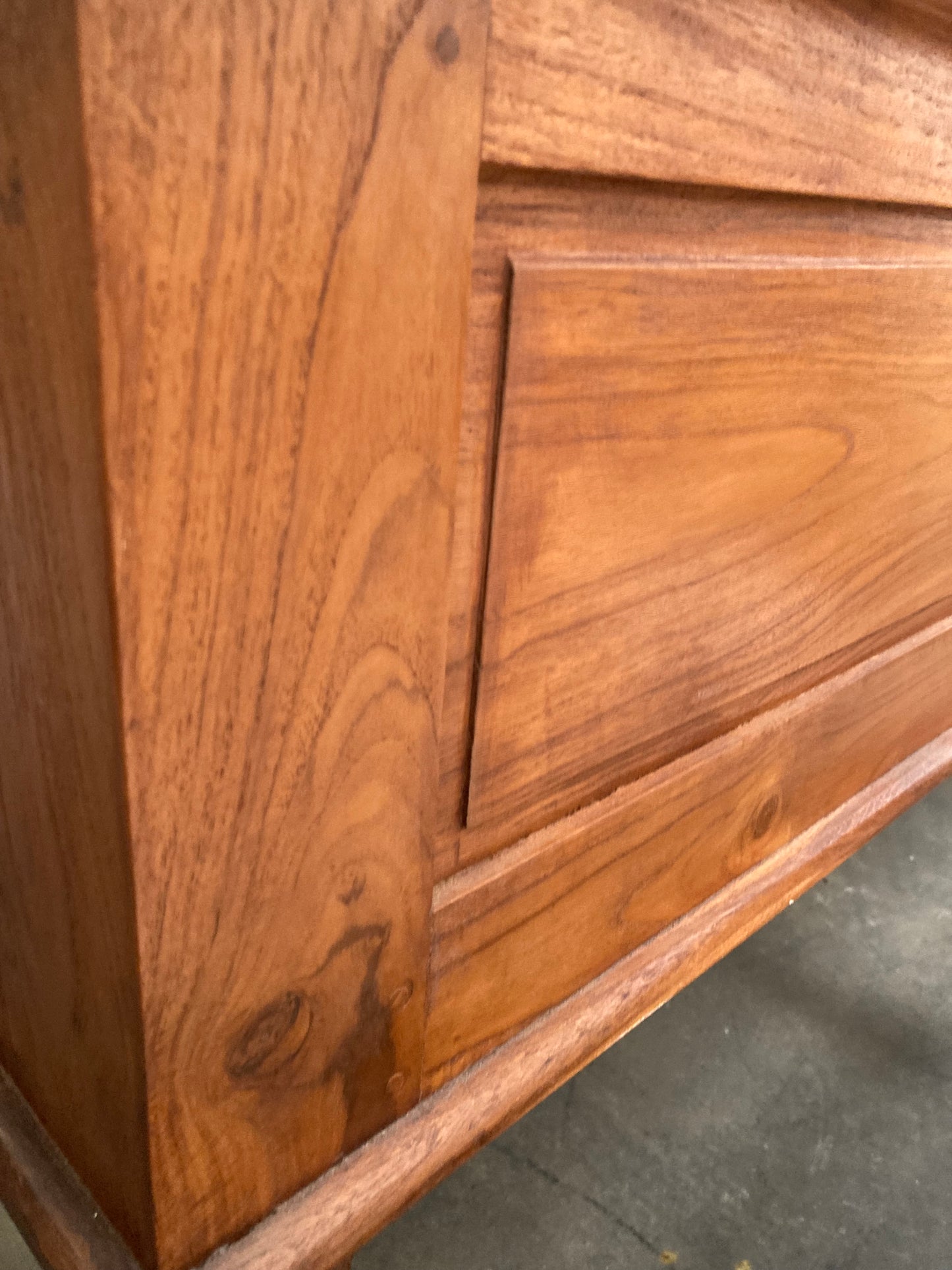 Large Solid Hardwood Executive Desk – Five Drawers, Turned Legs, Panelled Sides