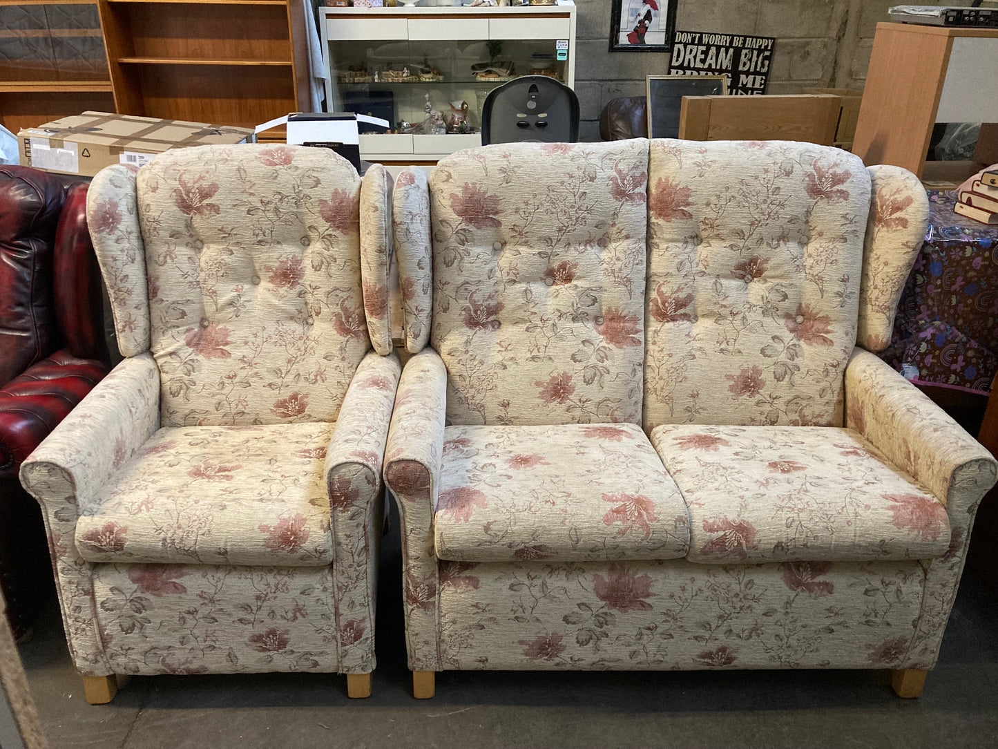 Camden floral wheat pattern wing back sofa & armchair