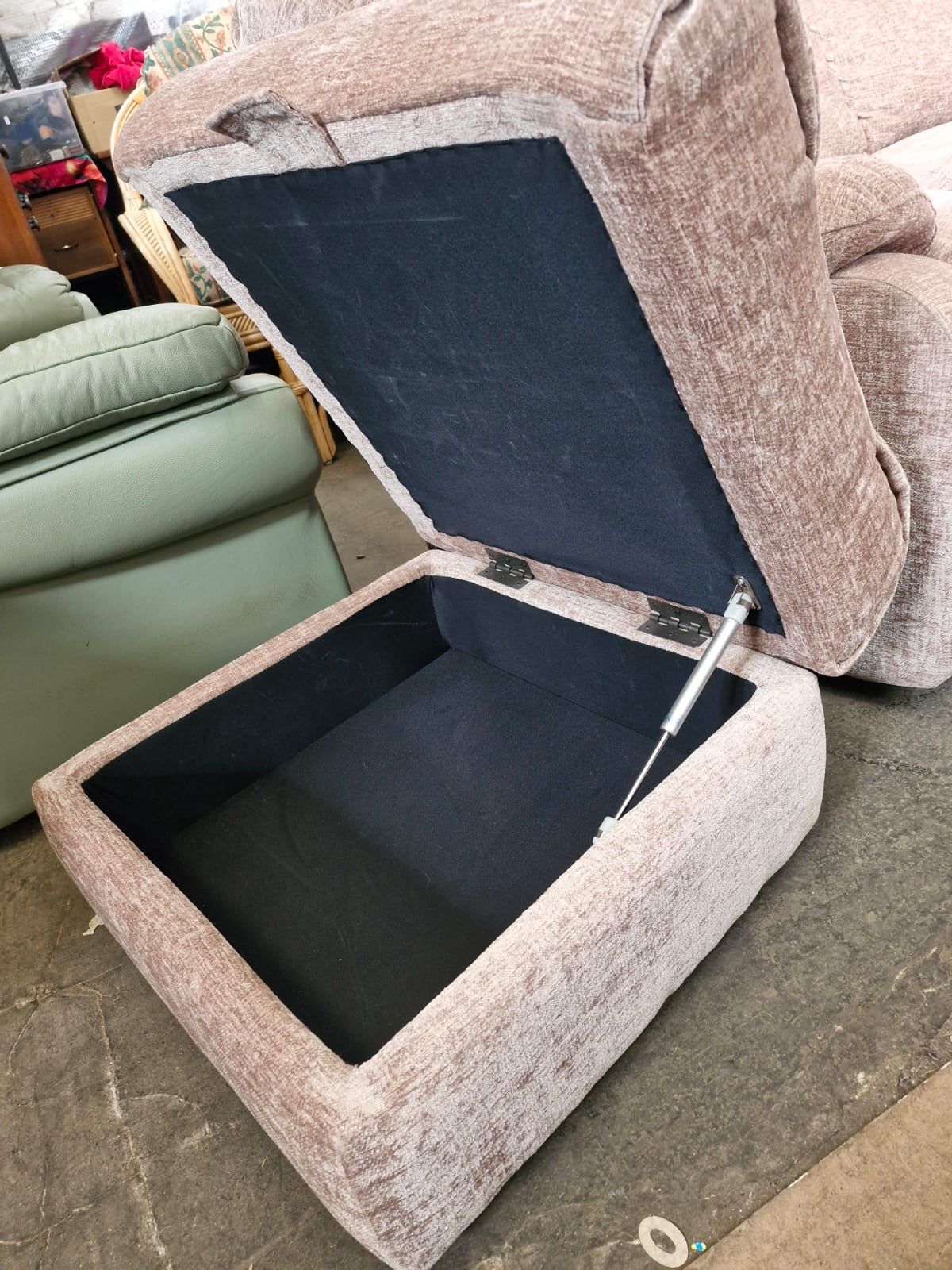 Large Curved Manual Recliner Sofa Suite | Electric Recliner Armchair & Storage Ottoman | Champagne Chenille