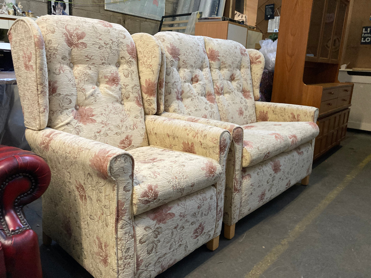 Camden floral wheat pattern wing back sofa & armchair