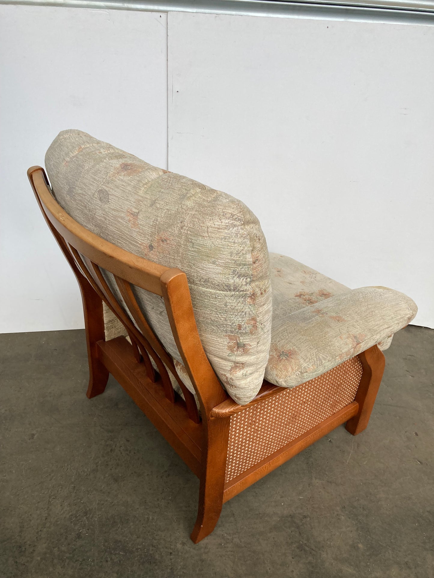 Vintage bergere & oak armchair