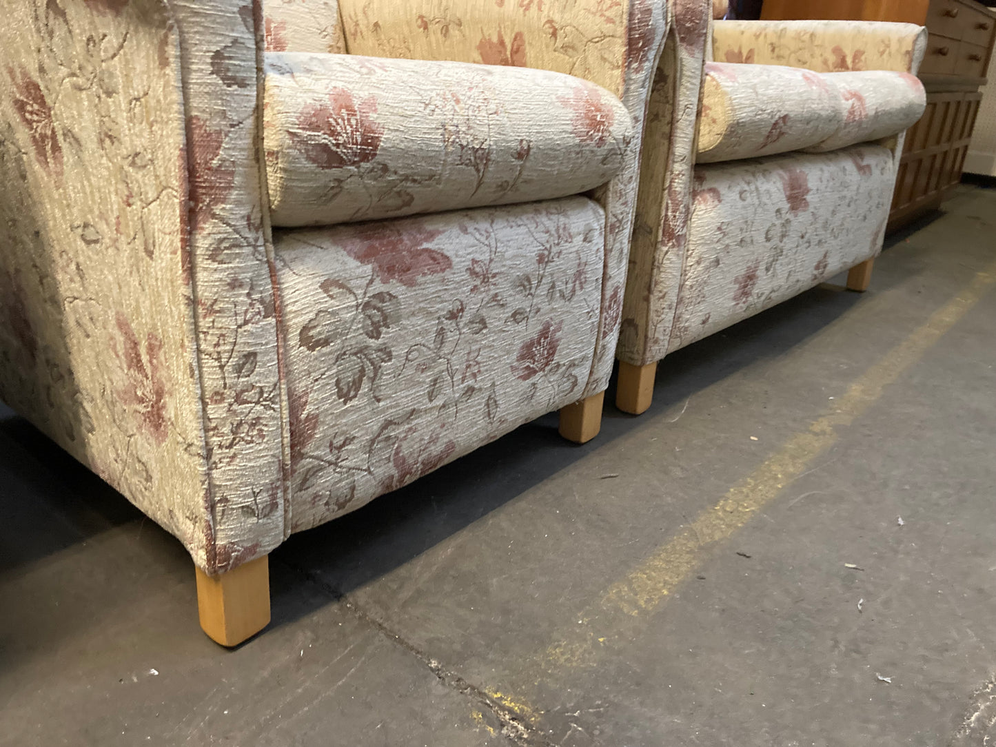 Camden floral wheat pattern wing back sofa & armchair