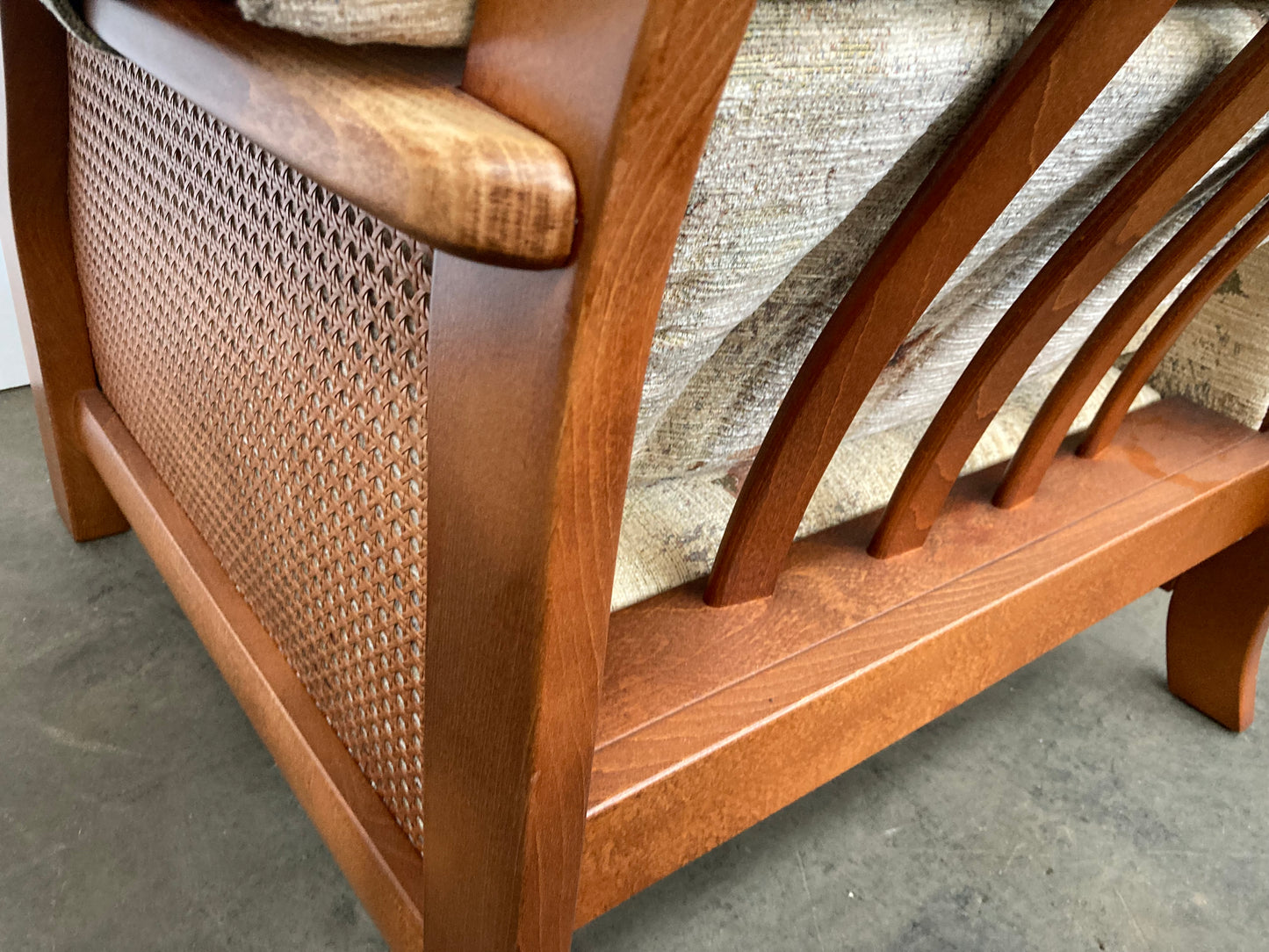 Vintage bergere & oak armchair