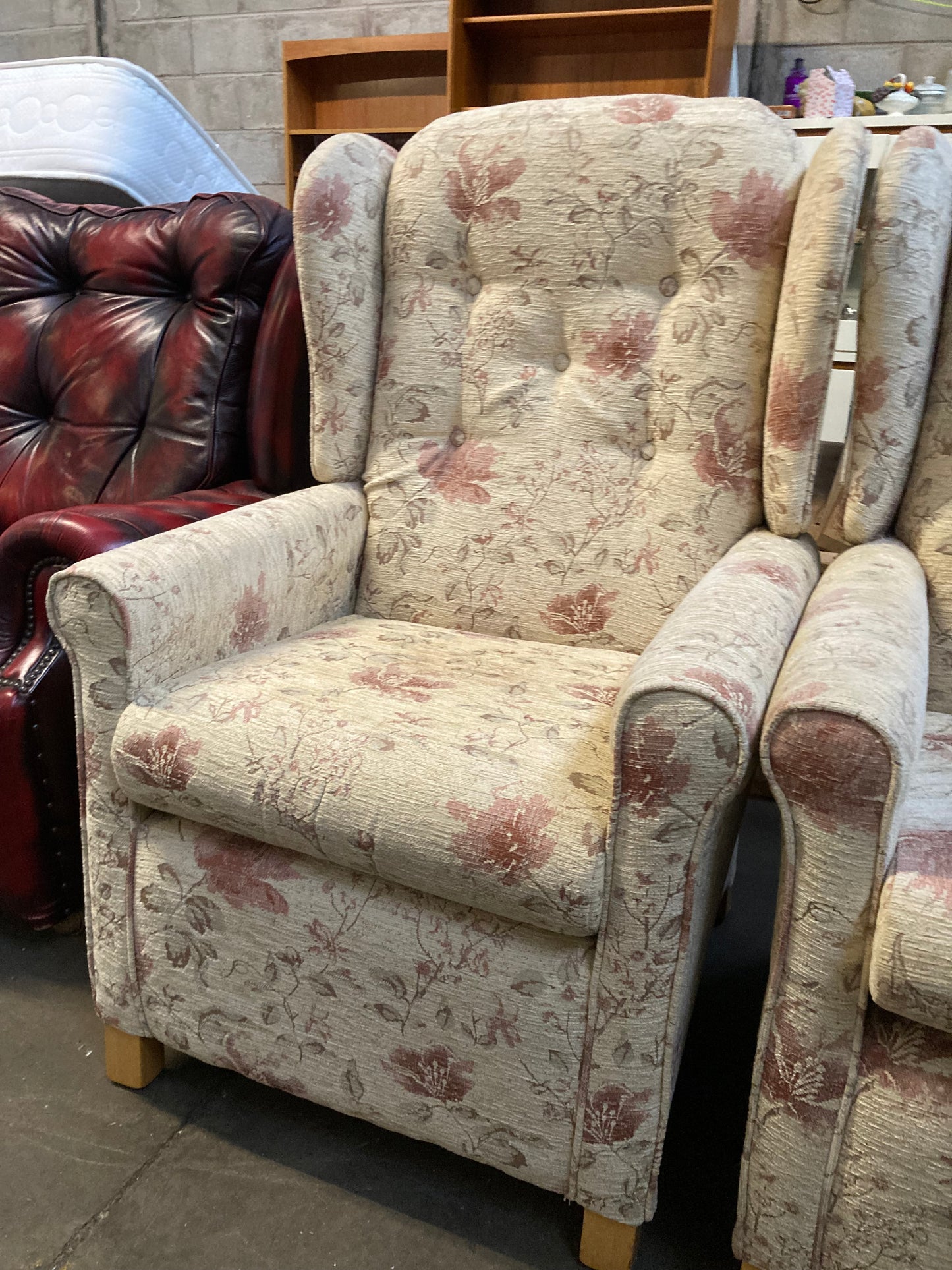 Camden floral wheat pattern wing back sofa & armchair