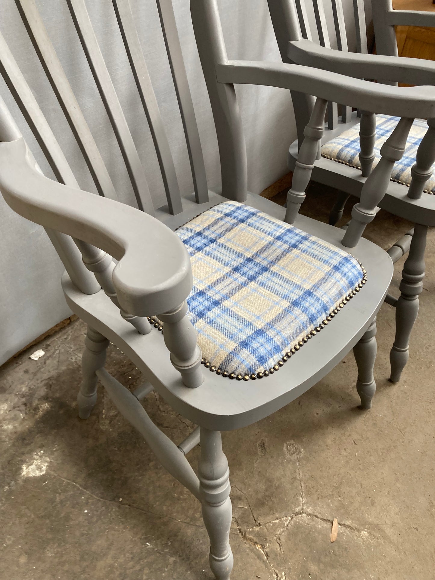 Pair of Large Vintage Country Farmhouse Carver Armchairs