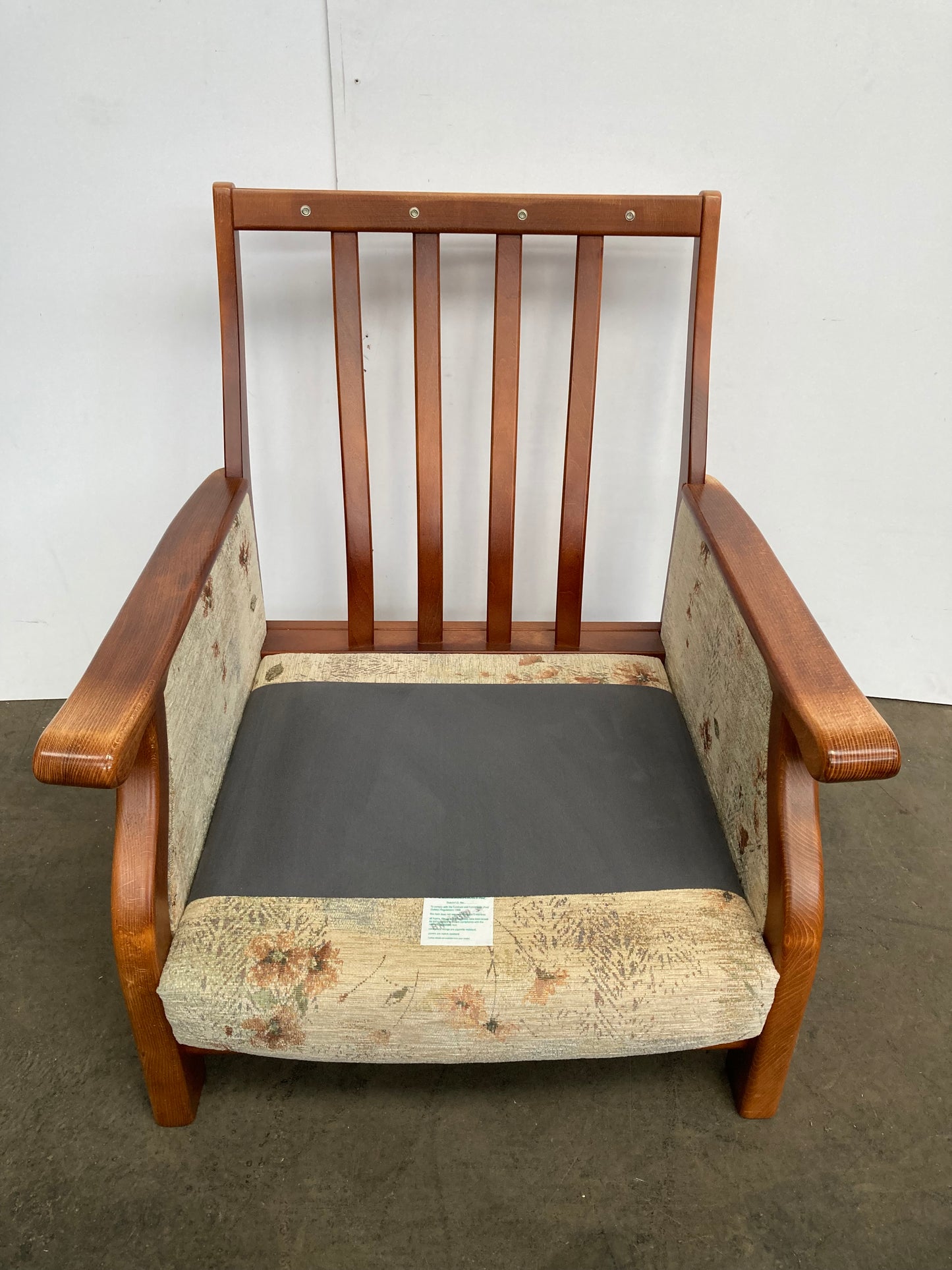 Vintage bergere & oak armchair