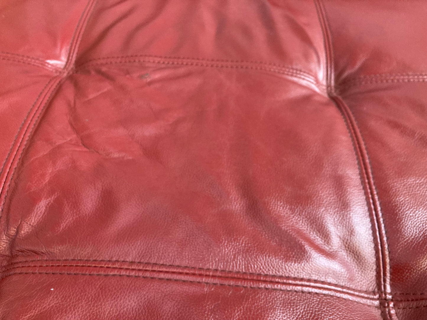 Pair of Red Leather Electric Recliner Armchairs with Matching Ottoman Footstool