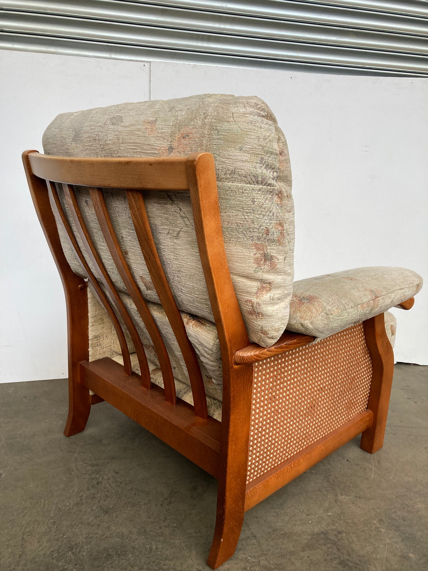 Vintage bergere & oak armchair