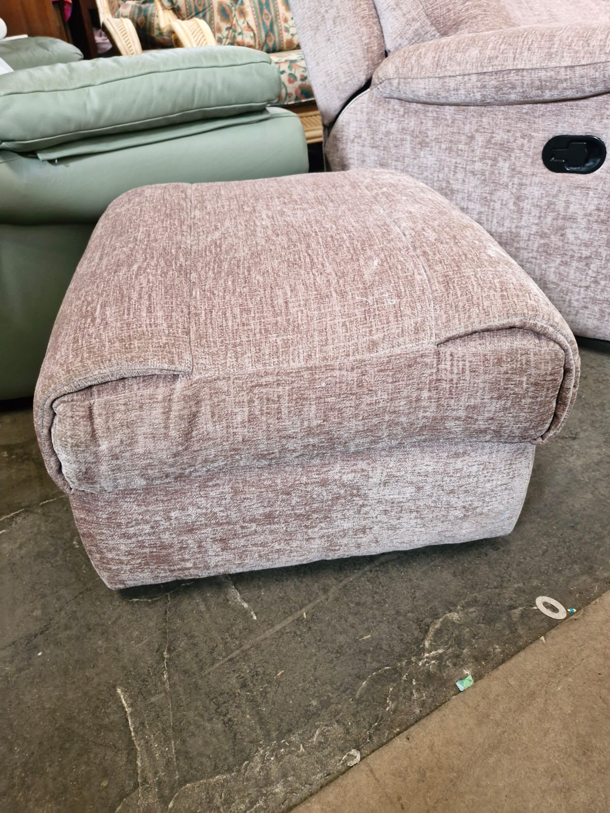 Large Curved Manual Recliner Sofa Suite | Electric Recliner Armchair & Storage Ottoman | Champagne Chenille