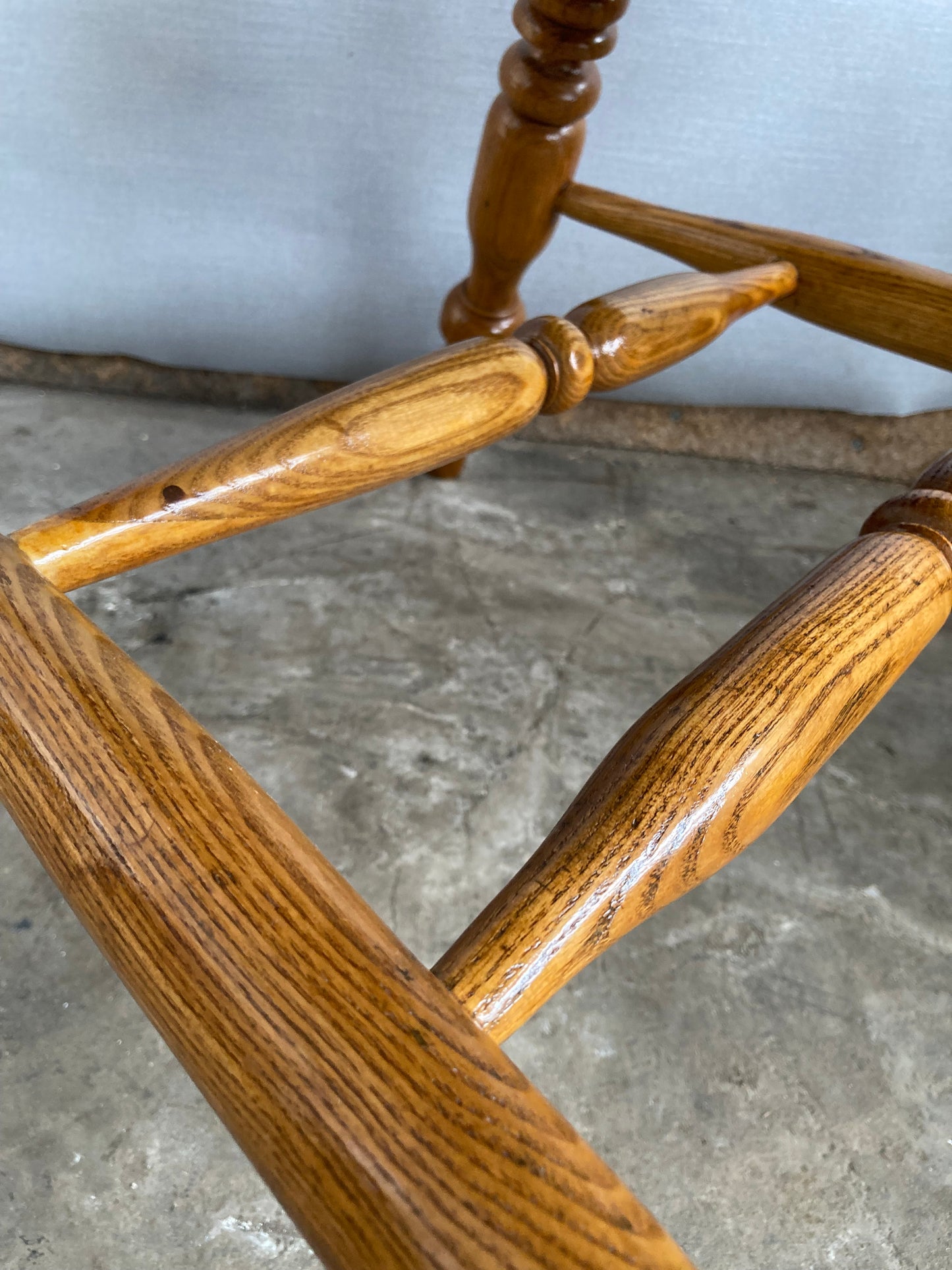 Victorian Oak Captain's Chair with Leather Seat and Brass Stud Detail