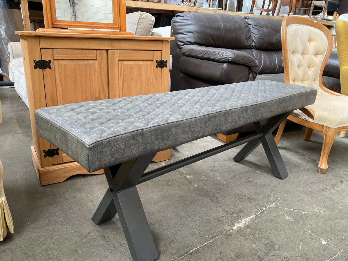 Urban upholstered dining bench - quilted industrial style