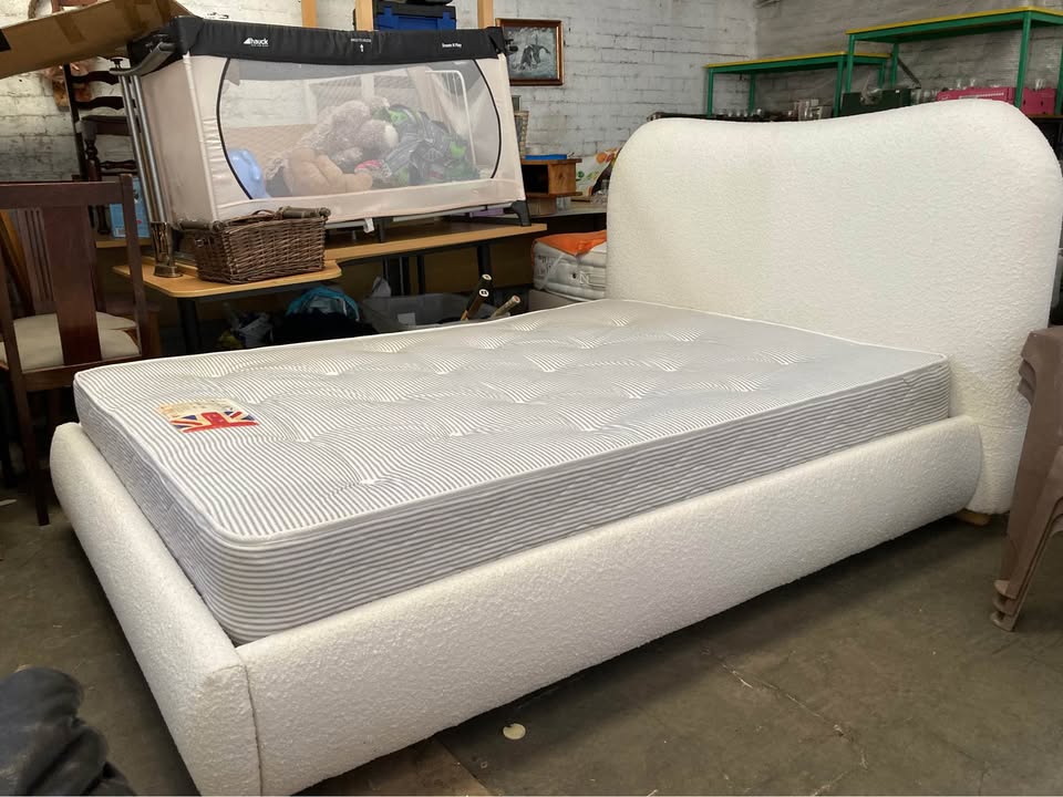 A brand new double Dunelm bed with a ex display mattress from British bed company